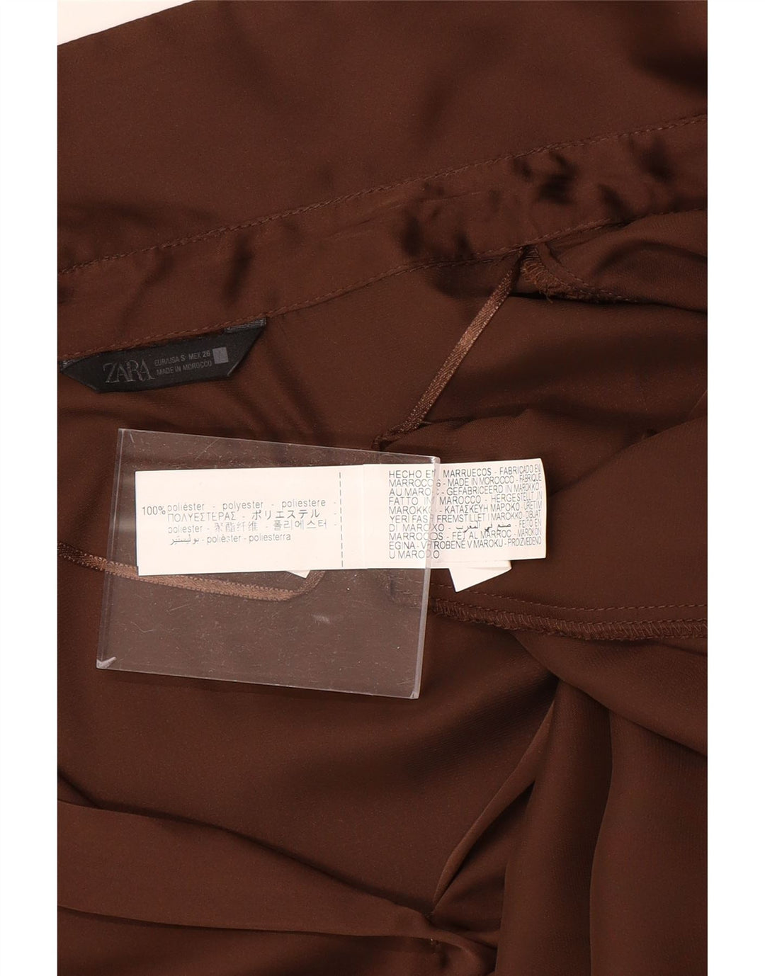 ZARA Chemisier surdimensionné pour femme UK 10 Petit Marron Polyester