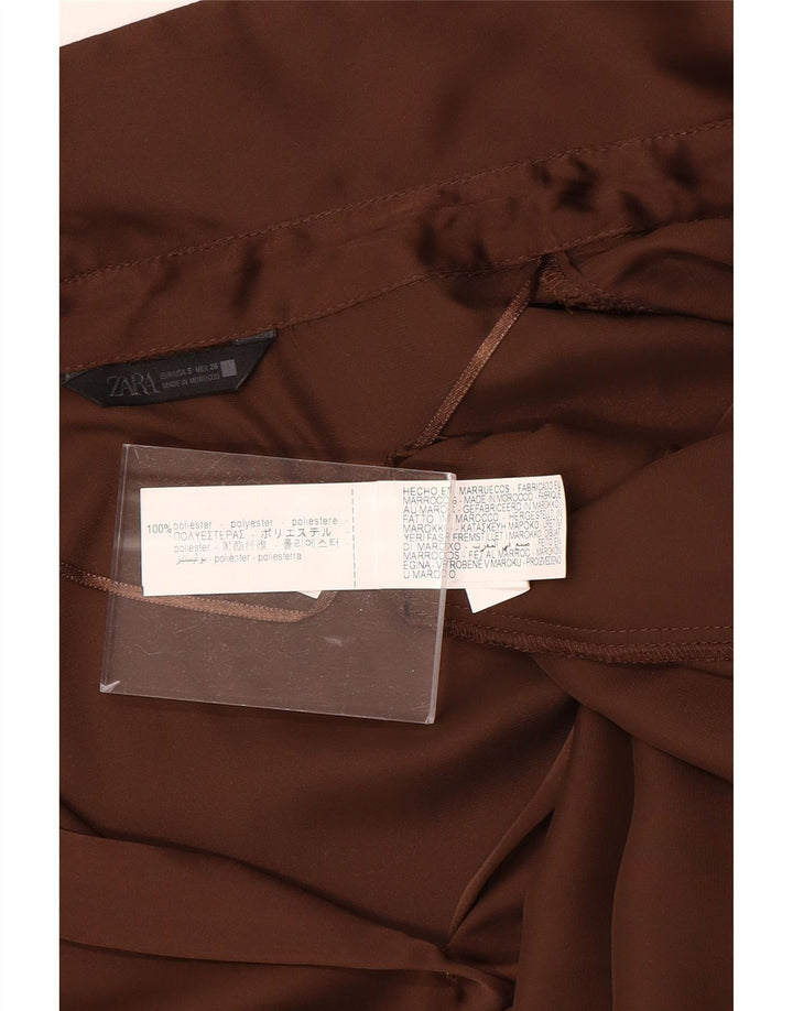 ZARA Chemisier surdimensionné pour femme UK 10 Petit Marron Polyester