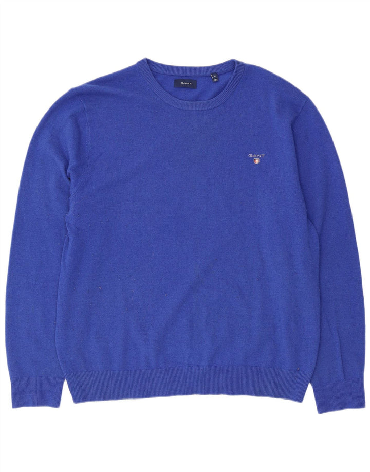 Gant Pull à col rond pour homme XL Bleu Laine
