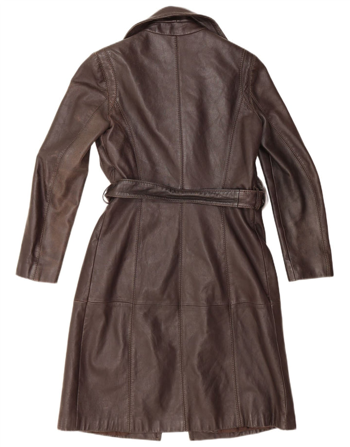 Zara Manteau en cuir pour femme UK 10 Petit cuir marron
