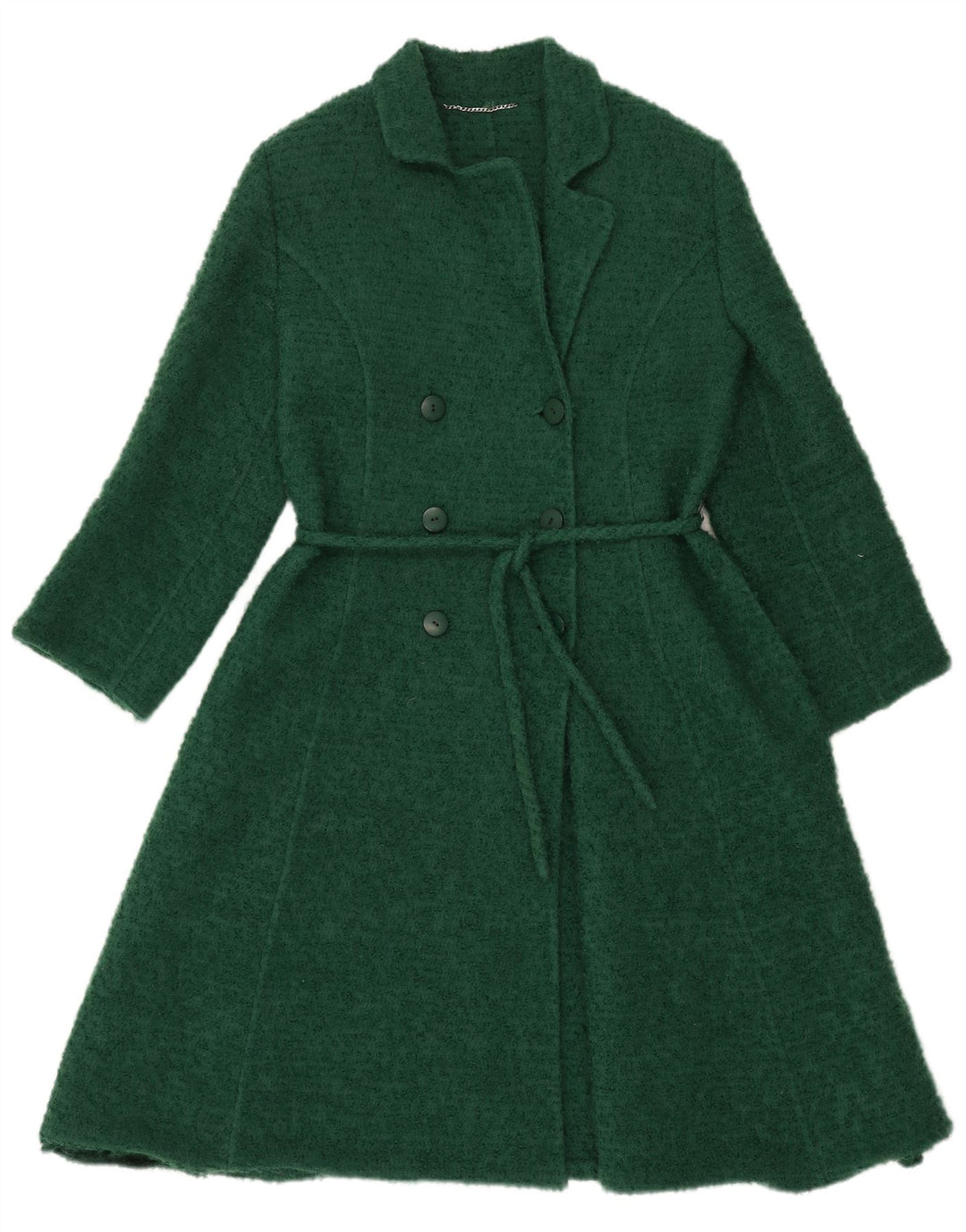 VINTAGE Manteau double boutonnage femme UK 14 Vert moyen