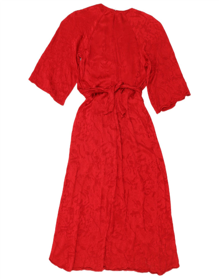 Zara Robe Maxi Femme UK 10 Petite Viscose Rouge