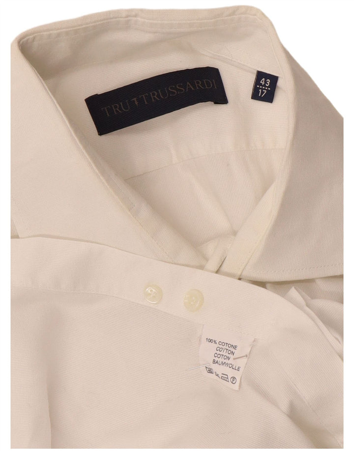 Trussardi Chemise Homme Taille 17 XL Blanc Coton