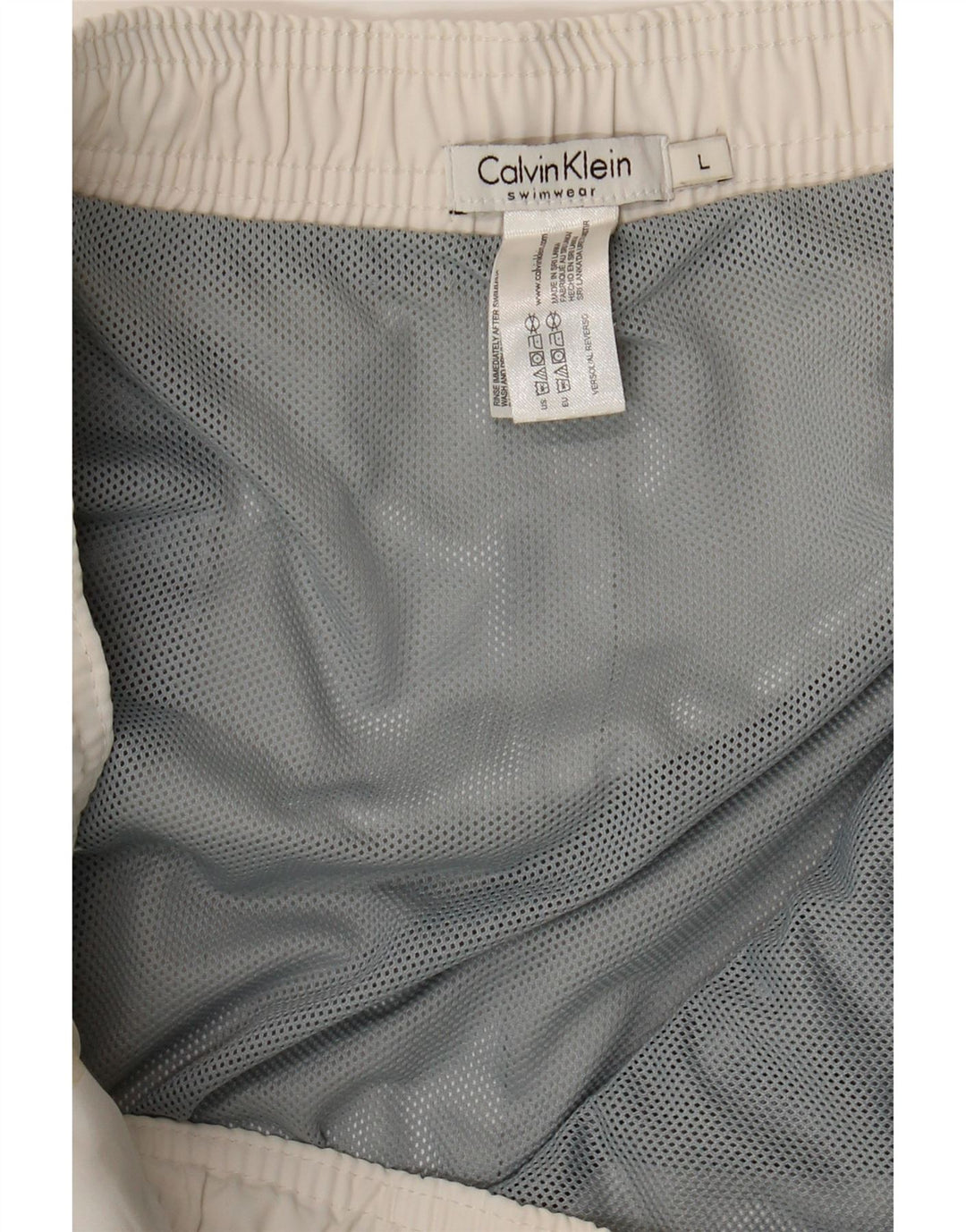 Calvin Klein Short de bain graphique pour hommes, grand, blanc, polyester