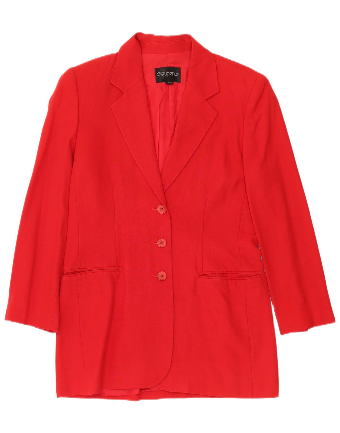 SUPERIOR Veste blazer longue à 3 boutons pour femme IT 42 Acétate rouge moyen