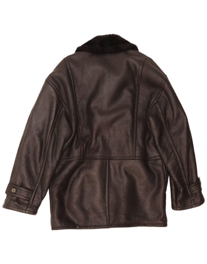 veste en peau de mouton homme vintage IT 48 peau de mouton noire moyenne