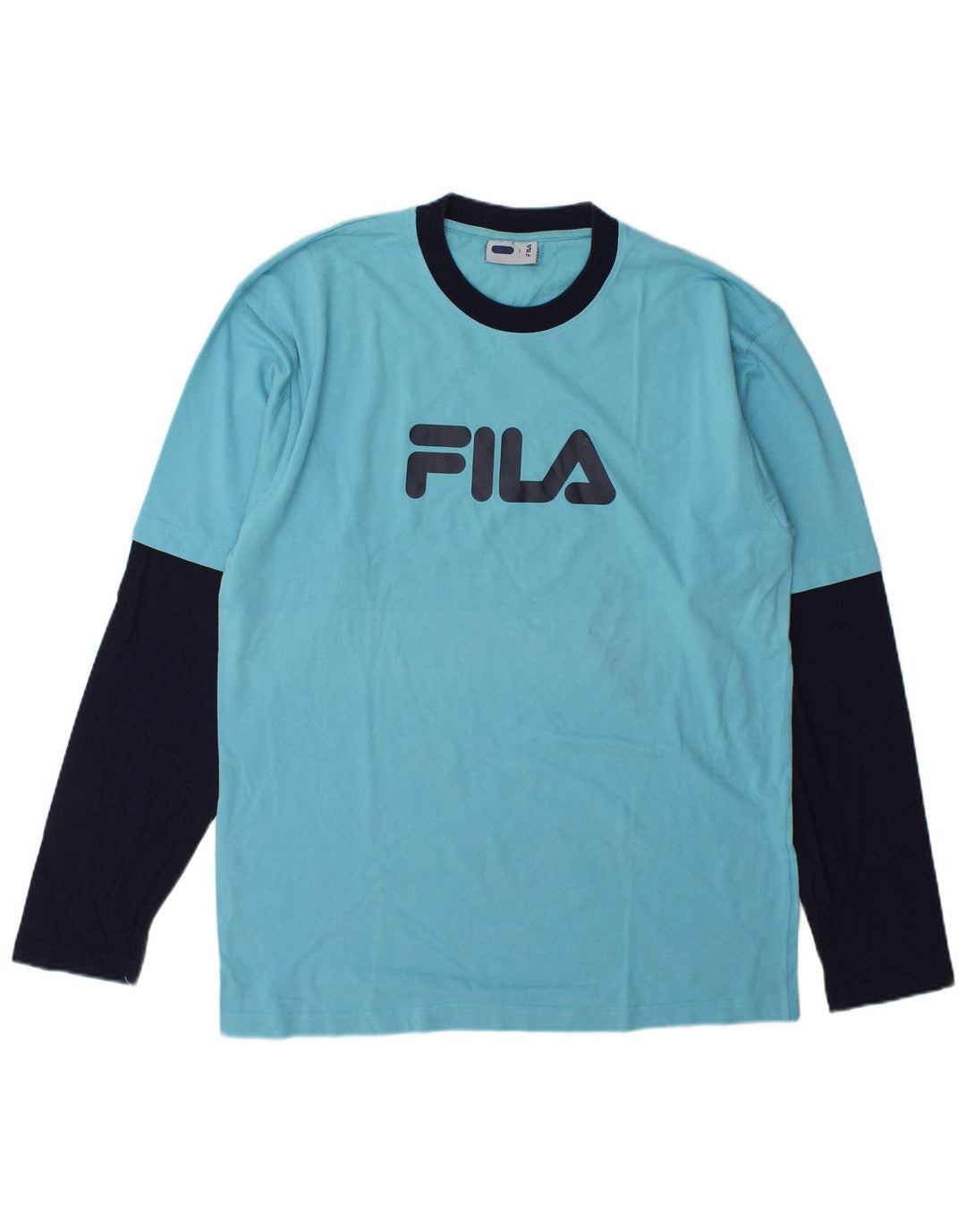 Fila Haut graphique à manches longues pour hommes, grand, bleu, colour block