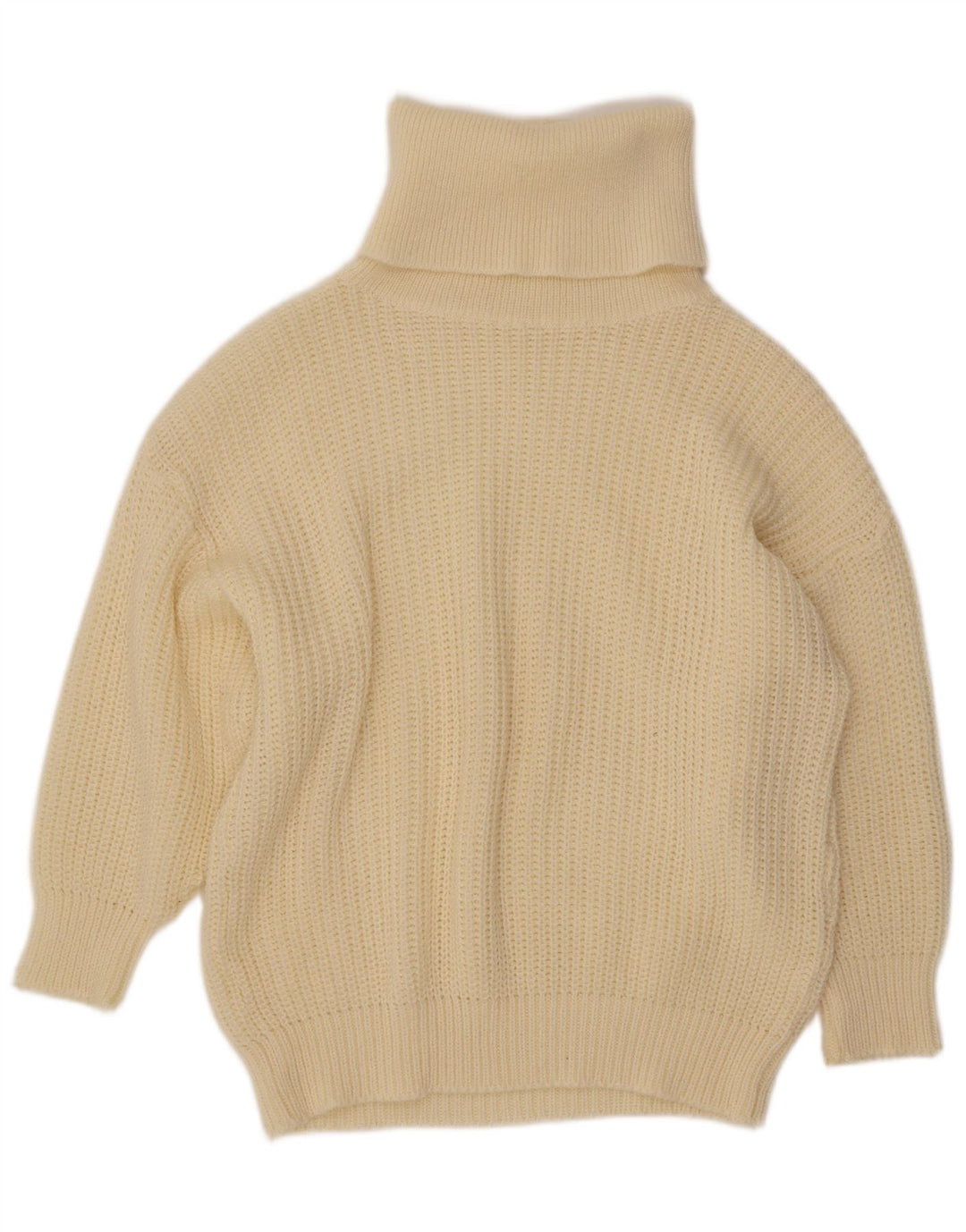 VINTAGE Femme Pull surdimensionné à col roulé UK 14 Grand Beige
