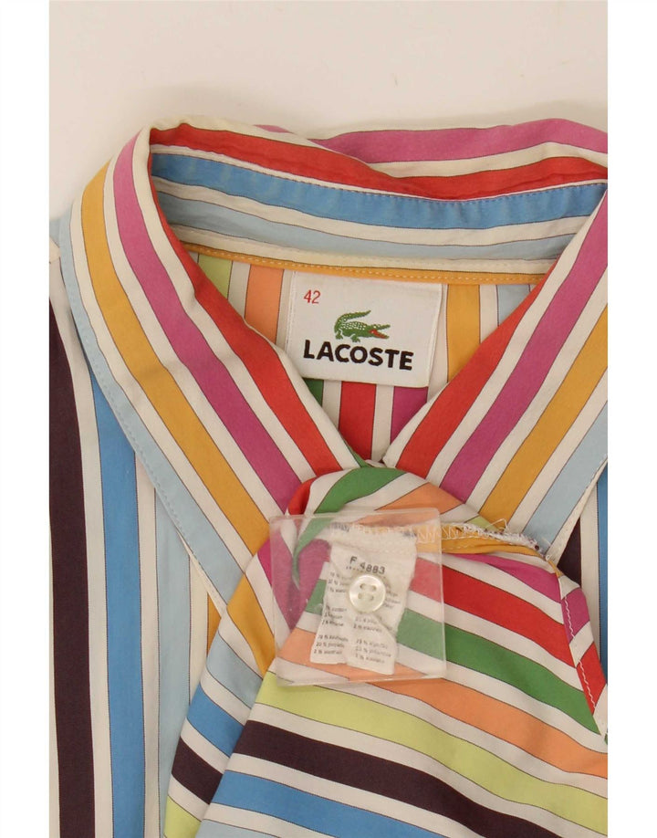 Chemise Femme Lacoste Taille 42 Coton Rayé Multicolore Moyen
