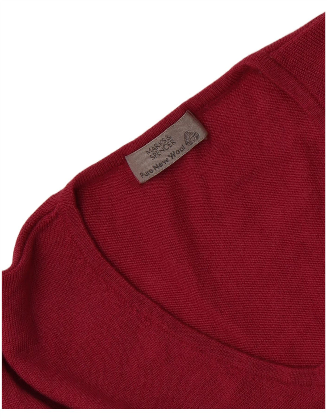 Marks & Spencer Pull col en V pour femme UK 14 Laine vierge rose moyen