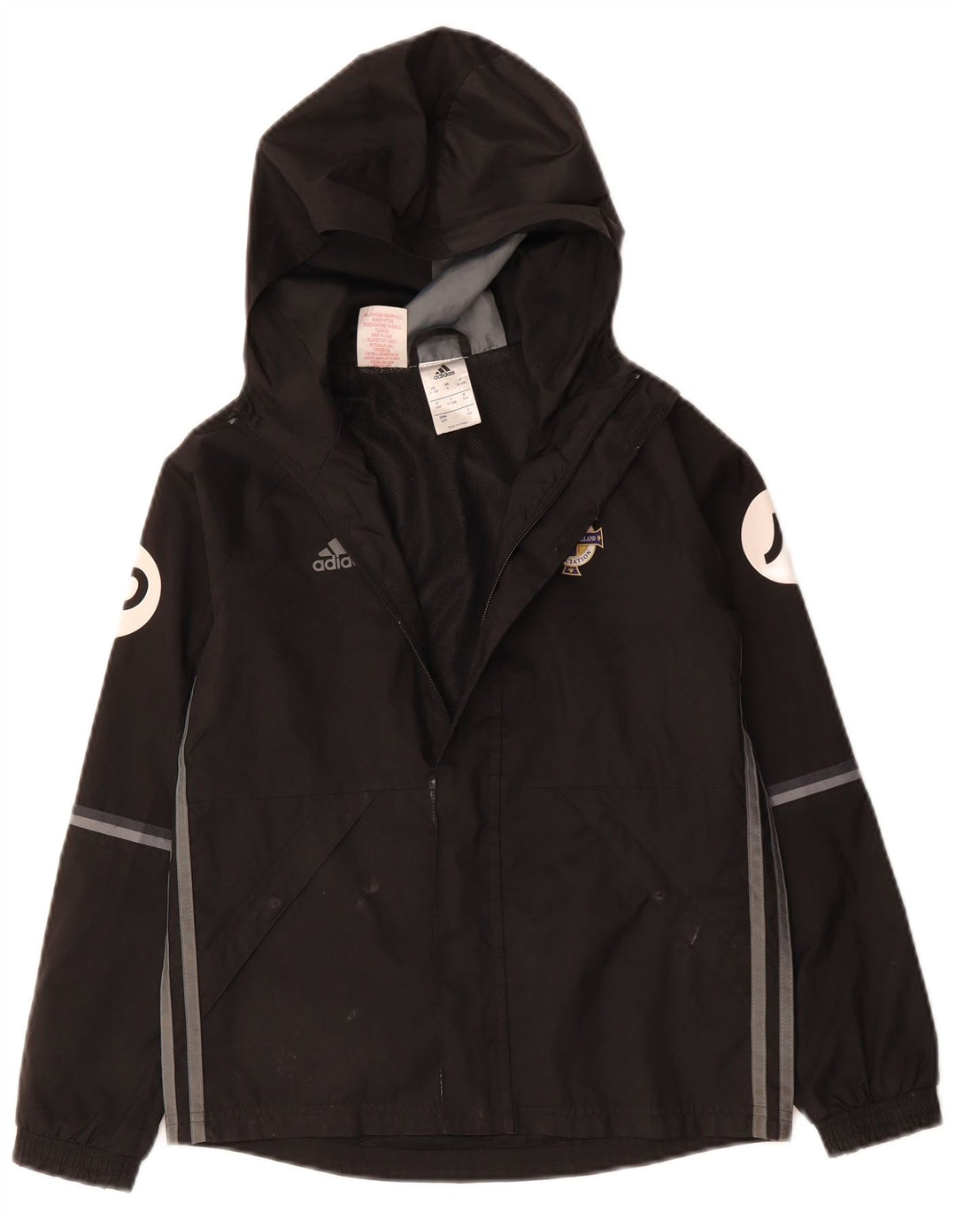 Adidas Veste coupe-vent à capuche graphique pour garçon 9-10 ans Noir Polyester
