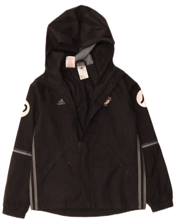 Adidas Veste coupe-vent à capuche graphique pour garçon 9-10 ans Noir Polyester