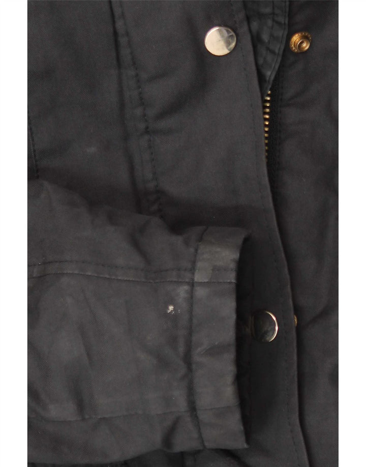 Topshop Parka à capuche pour femme UK 8 Small Noir Polyester