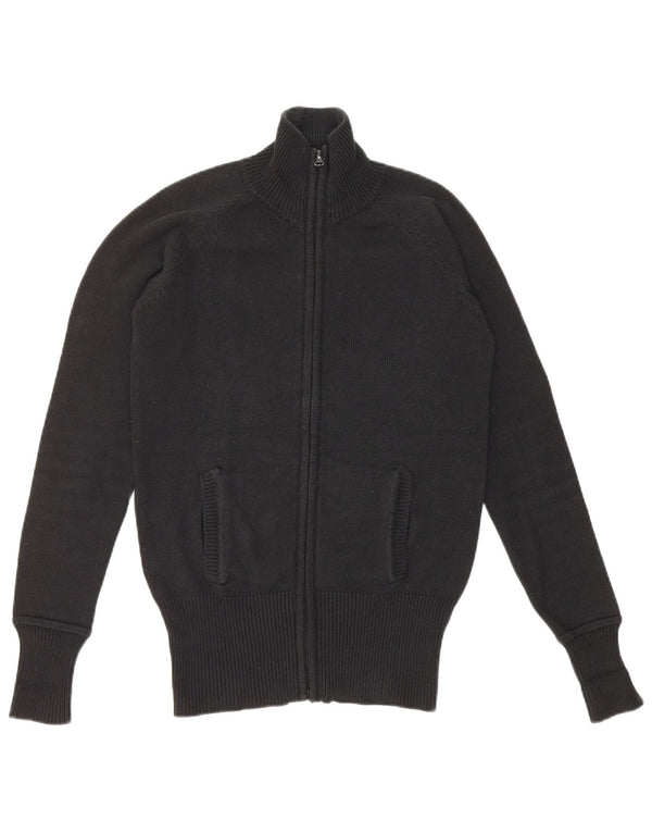 Zara Femme Cardigan Pull UK 12 Moyen Noir Coton