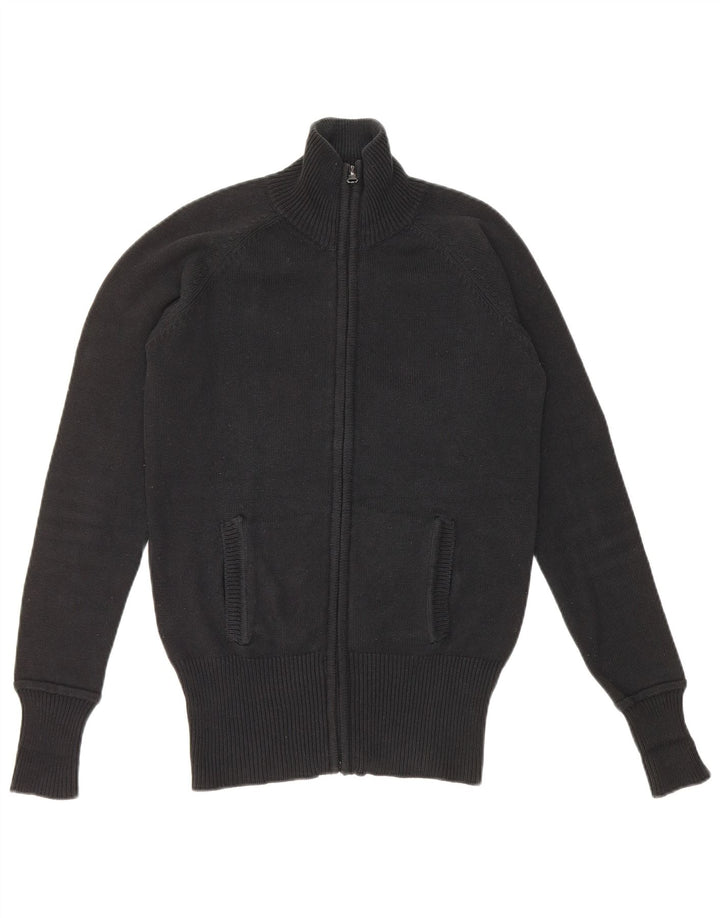 Zara Femme Cardigan Pull UK 12 Moyen Noir Coton