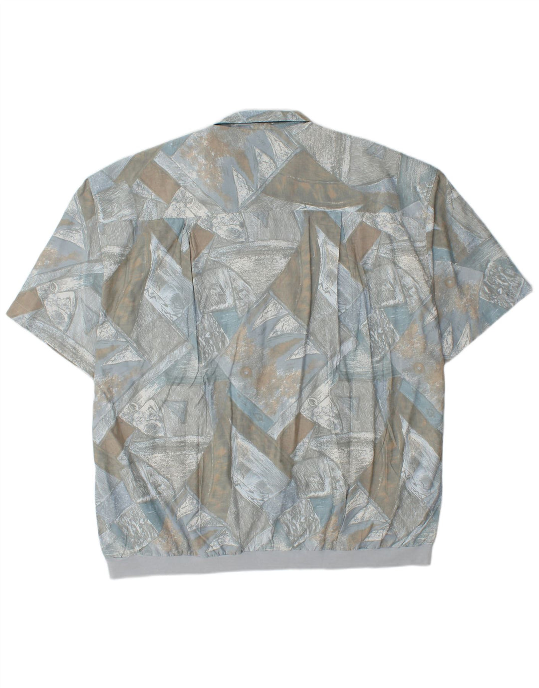 CANDA Chemise pull à manches courtes pour hommes à motif abstrait 2XL en viscose bleue