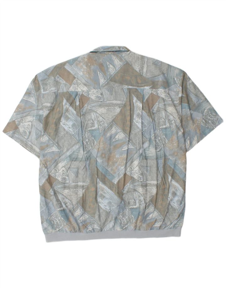 CANDA Chemise pull à manches courtes pour hommes à motif abstrait 2XL en viscose bleue