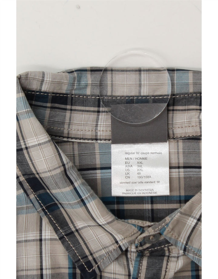 JACK WOLFSKIN Chemise à manches courtes pour hommes UK 48 2XL Bleu à carreaux en coton