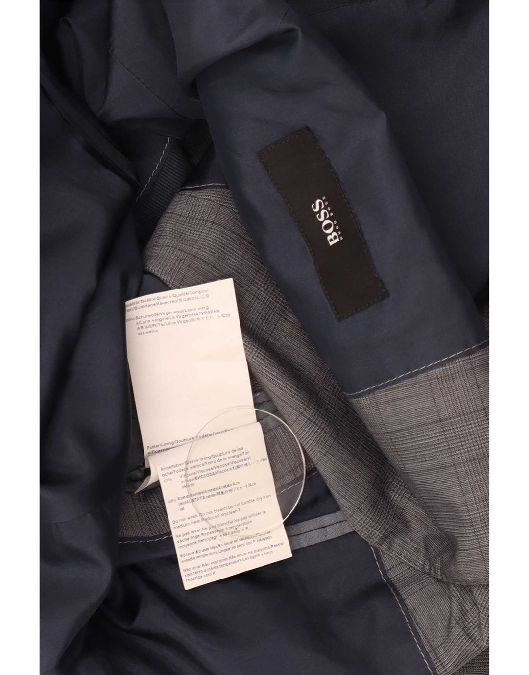 Hugo Boss Veste blazer à 2 boutons pour homme EU 48 Gris moyen à carreaux en laine vierge