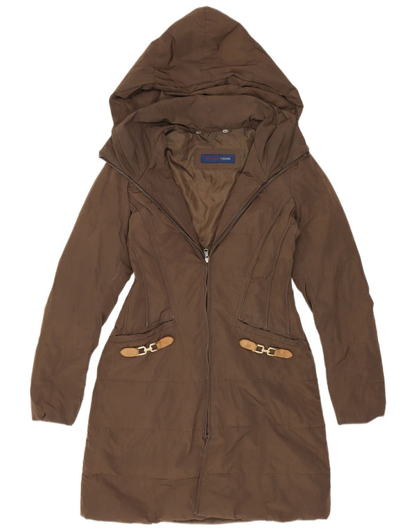 Trussardi Manteau Rembourré À Capuche IT 40 Small Marron