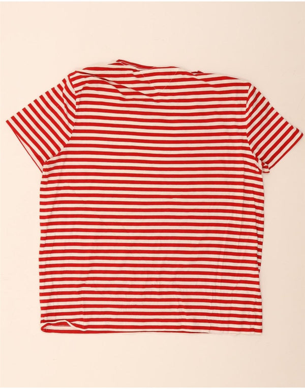 Tommy Hilfiger T-Shirt Homme Top 3XL Coton Rayé Rouge