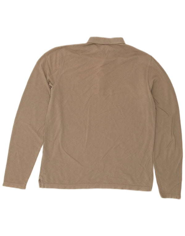 All Saints Polo à Manches Longues Homme Coton Beige Moyen