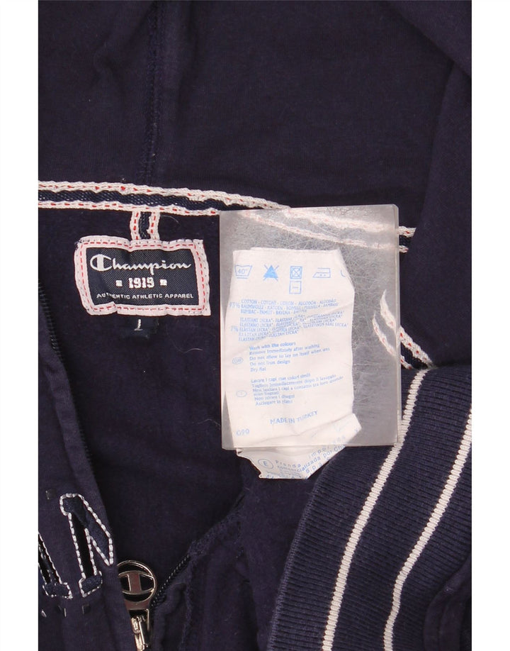 CHAMPION Pull à capuche zippé graphique pour femme UK 16 Grand coton bleu marine