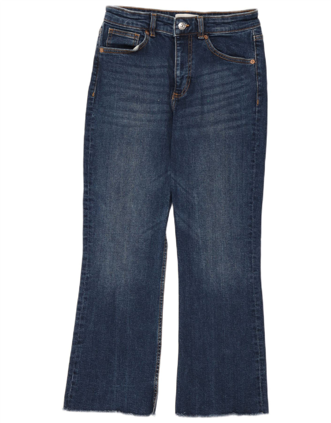 Zara Womens Crop Bootcut Jeans EU 38 Small W28 L26 Bleu Coton