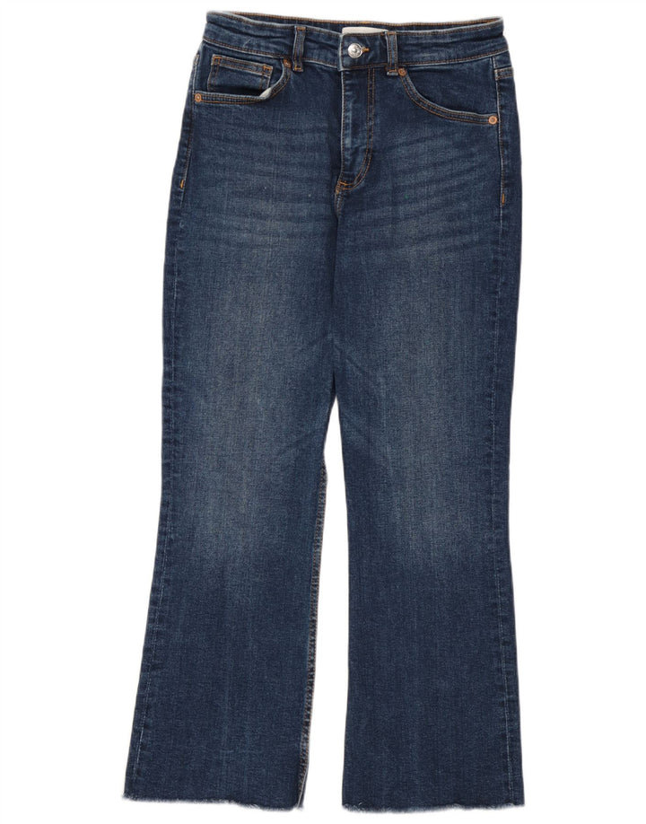 Zara Womens Crop Bootcut Jeans EU 38 Small W28 L26 Bleu Coton