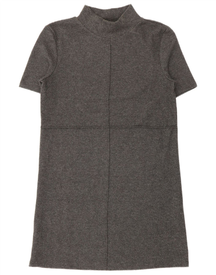 Zara Robe pull à manches courtes pour femme UK 10 Petit Gris Polyester