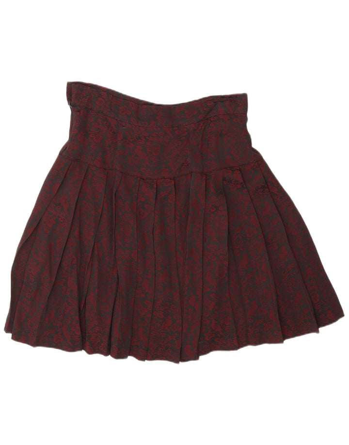 VINTAGE Womens Pleated Skirt W30 Medium Black Floral