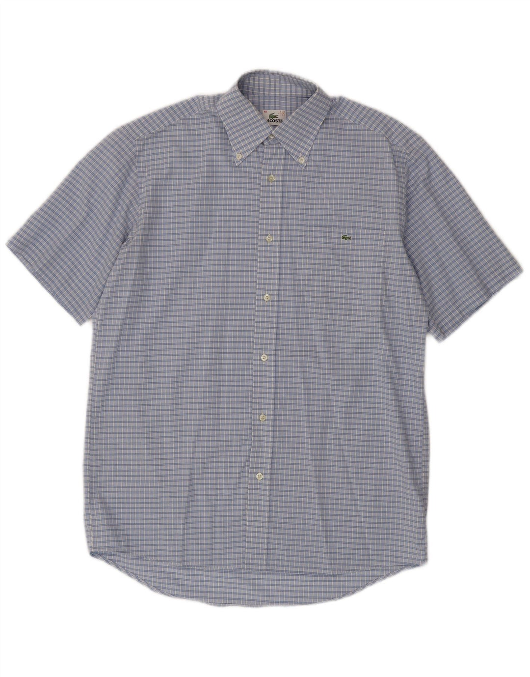 Lacoste Chemise à manches courtes pour hommes Taille 40 Coton à carreaux bleu moyen