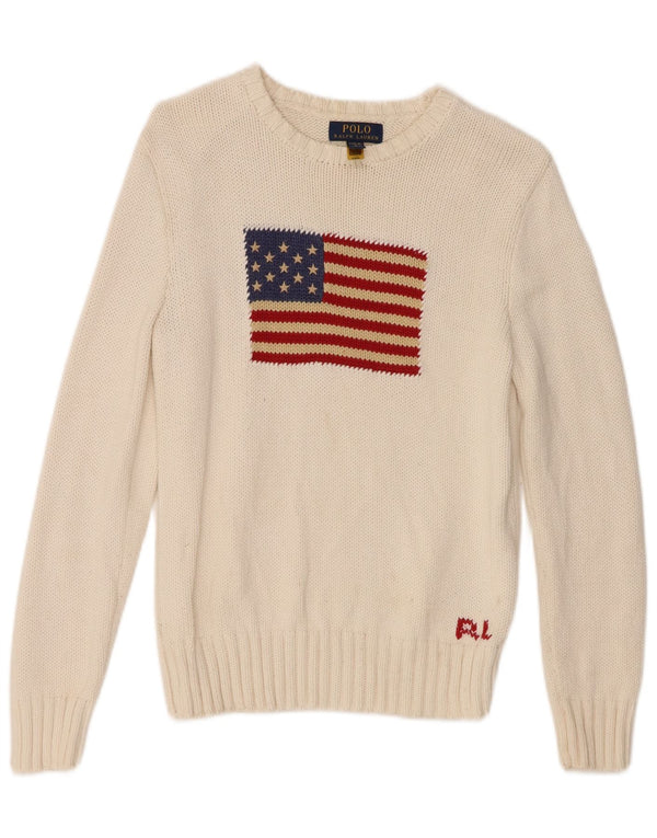 Polo Ralph Lauren Pull à col bateau pour fille 14-15 ans Blanc Taille L