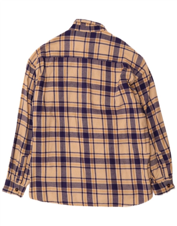 Ellesse Mens Flannel Shirt XL Beige Check Cotton