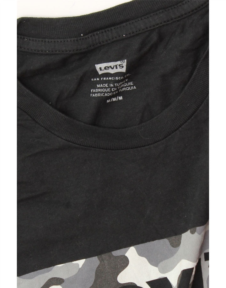 LEVI'S Mens Graphic T-Shirt Top Medium Black Vintage Levi's and Second-Hand Levi's from Messina Hembry 
