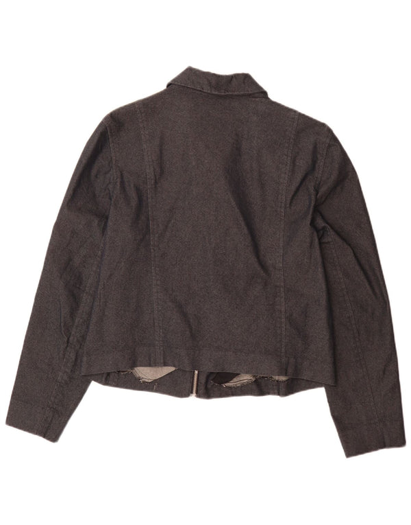 Ralph Lauren Veste Bomber Femme UK 14 Grand Coton Gris