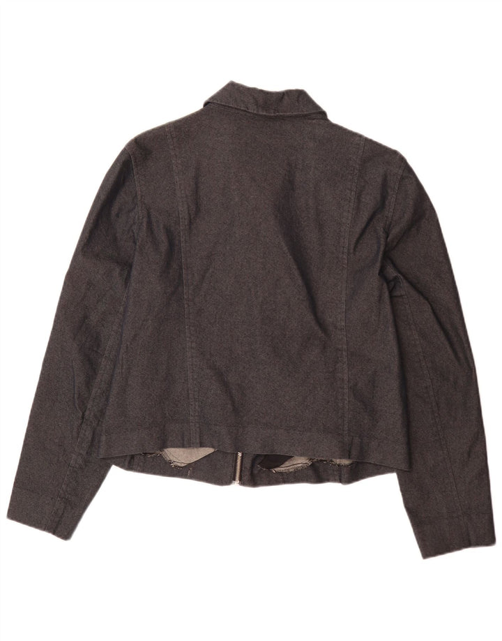 Ralph Lauren Veste Bomber Femme UK 14 Grand Coton Gris