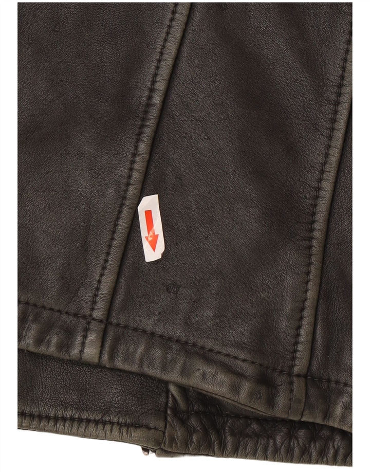 All Saints Veste en cuir motard pour homme UK 36 Small Gris