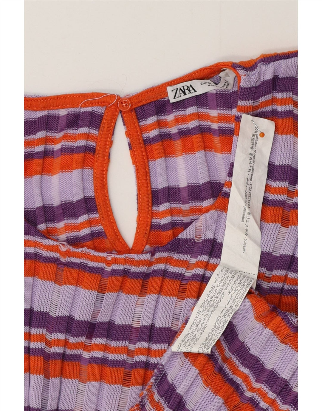 ZARA Robe pull sans manches pour femme UK 12 Polyester rayé violet moyen