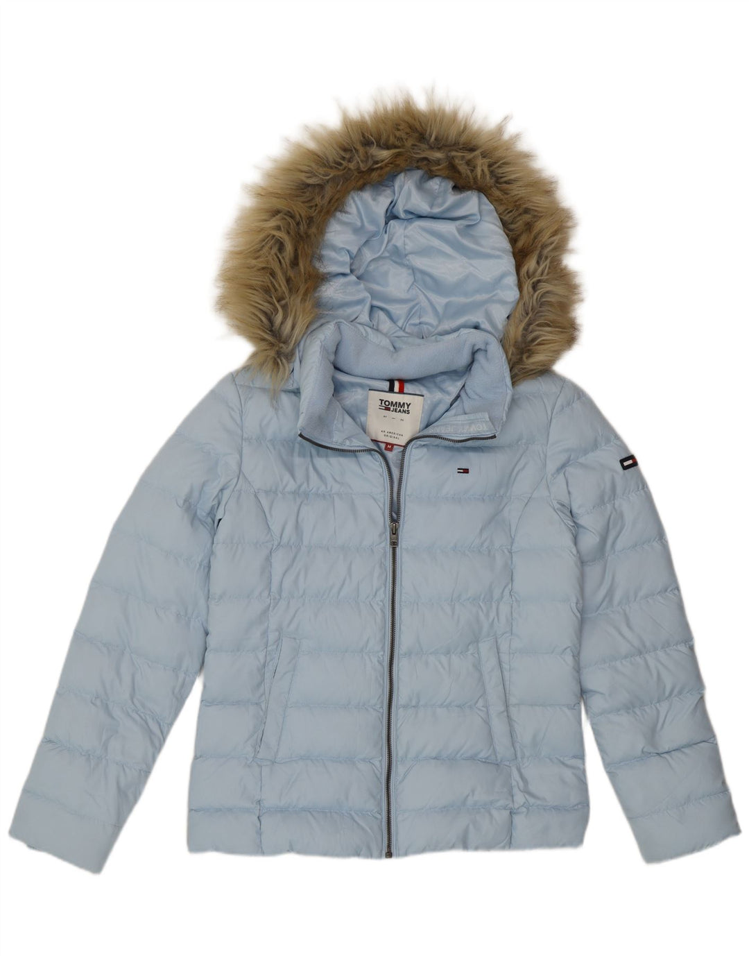 Tommy Hilfiger Veste matelassée à capuche pour femme UK 14 Bleu moyen Polyester