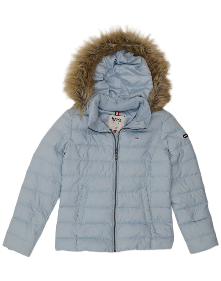 Tommy Hilfiger Veste matelassée à capuche pour femme UK 14 Bleu moyen Polyester