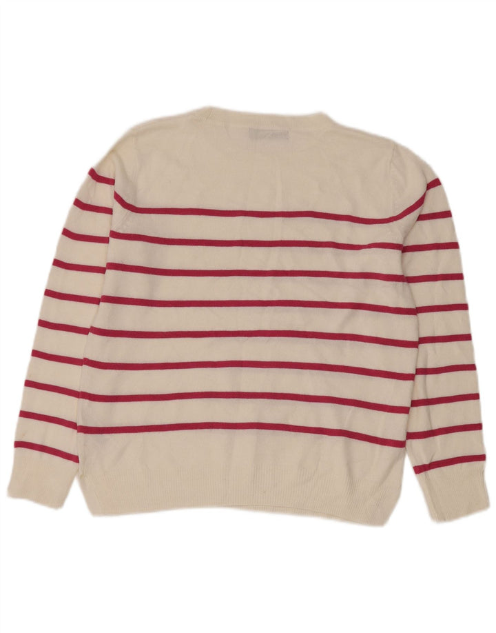 Marks & Spencer Pull ras du cou pour femme UK 10 Petit blanc rayé
