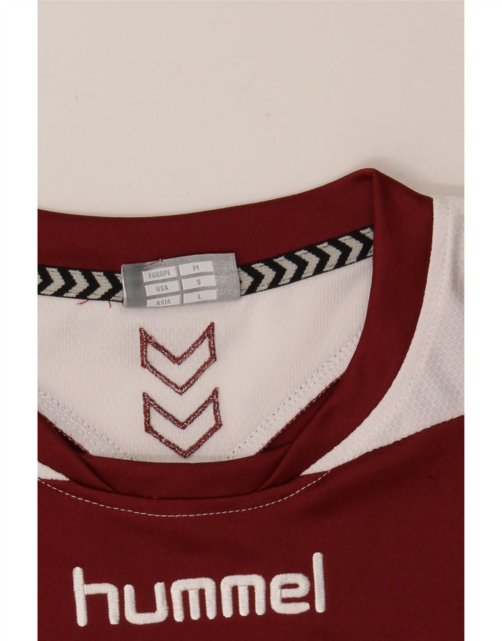 HUMMEL Mens Graphic T-Shirt Top Medium Burgundy Colourblock Polyester Vintage Hummel and Second-Hand Hummel from Messina Hembry 