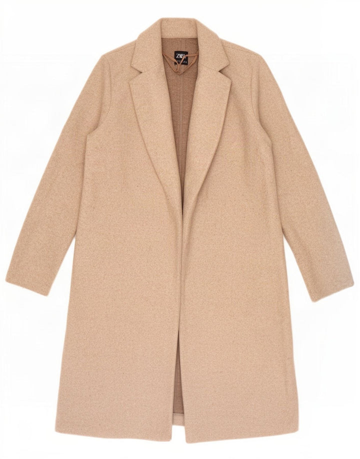 Zara Femme Pardessus UK 14 Polyester Beige Moyen