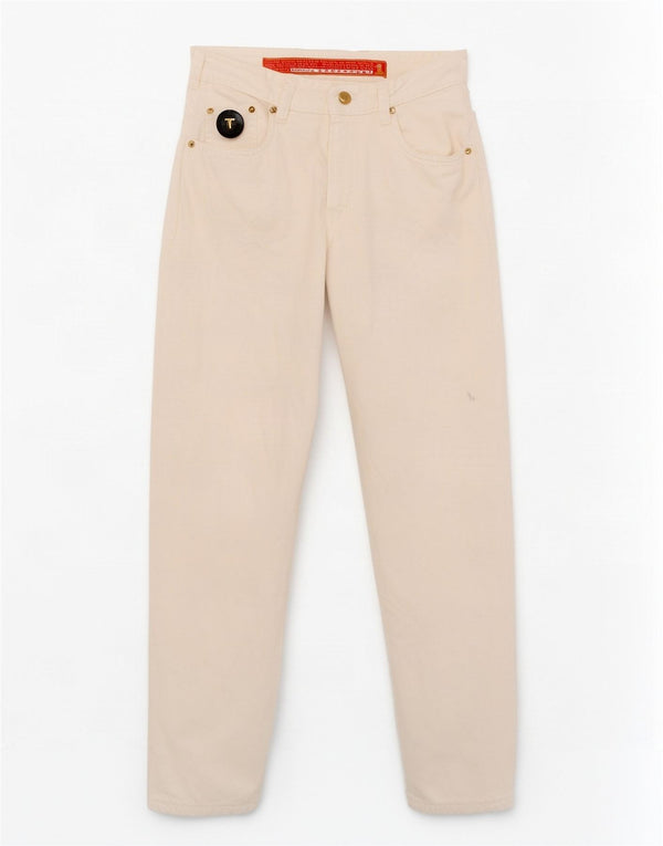 Trussardi Femme Jean Fuselé Taille Haute IT 32 2XS W26 L30 Coton Blanc