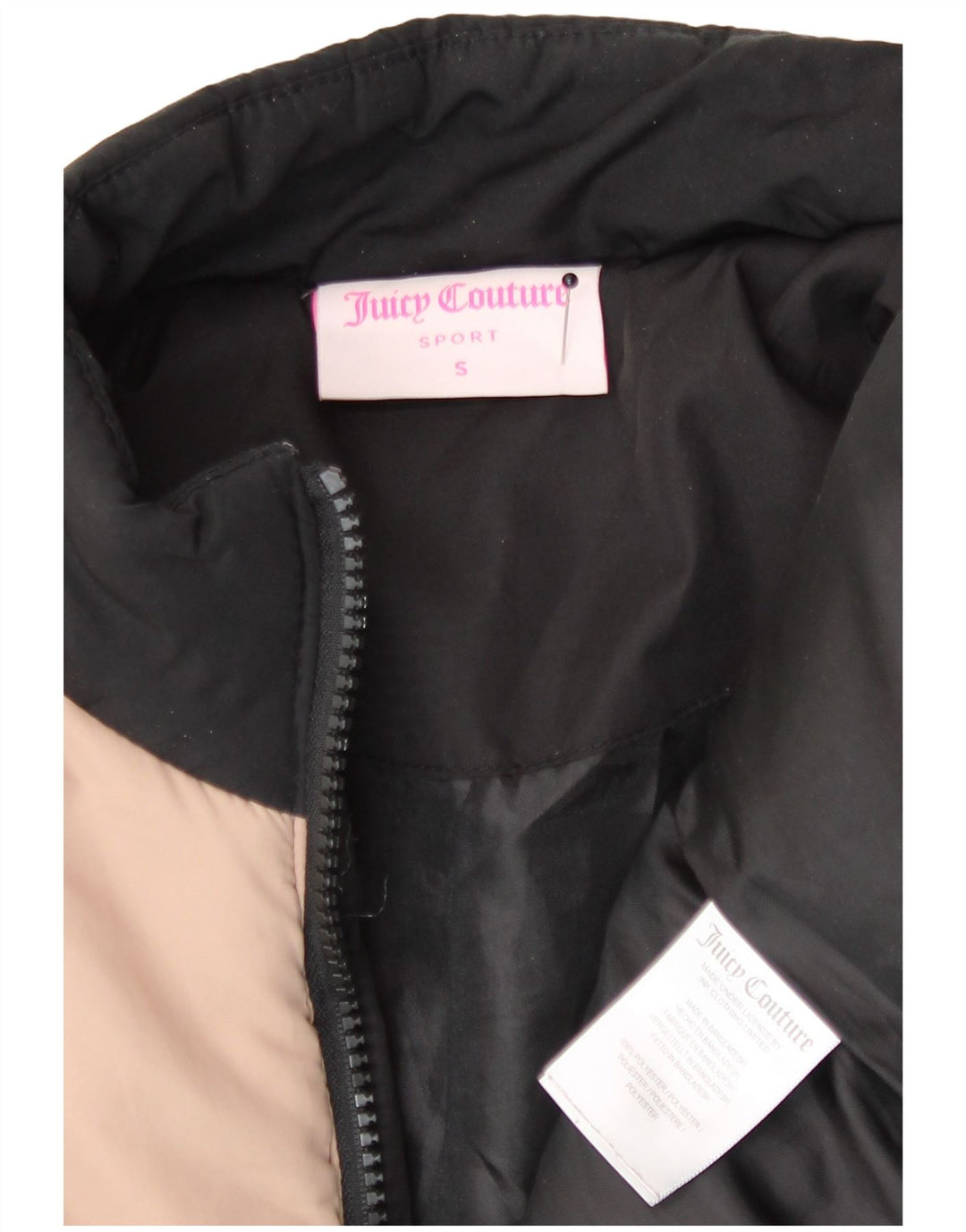 Juicy Couture Veste rembourrée courte pour femme UK 10 Small Noir Colorblock