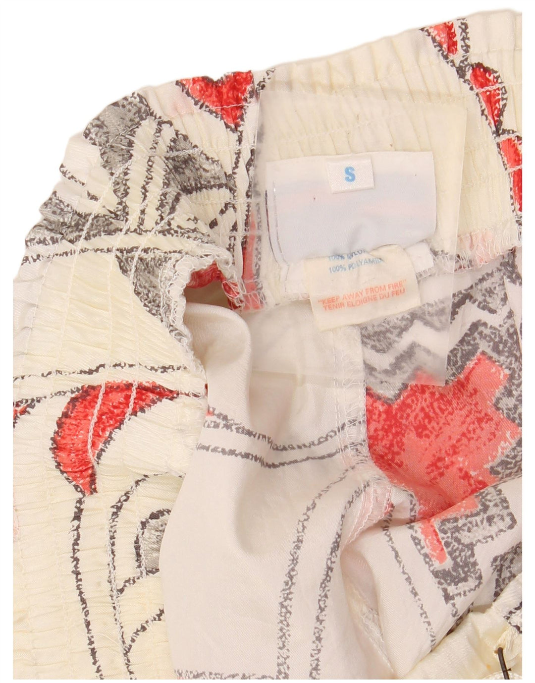 REEBOK Short de Bain Femme UK 10 Petit Nylon Géométrique Blanc