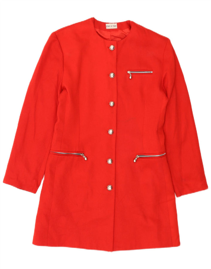 Cote A Cote Veste blazer longue à 6 boutons pour femme UK 10 Petit Rouge