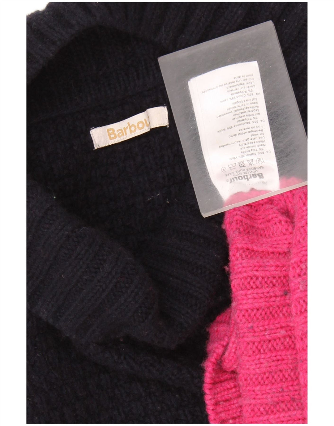 BARBOUR Pull col roulé pour femme UK 18 XL Bleu marine Colourblock