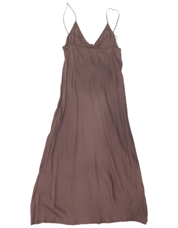 Zara Femme Maxi Slip Robe UK 12 Gris Moyen Viscose